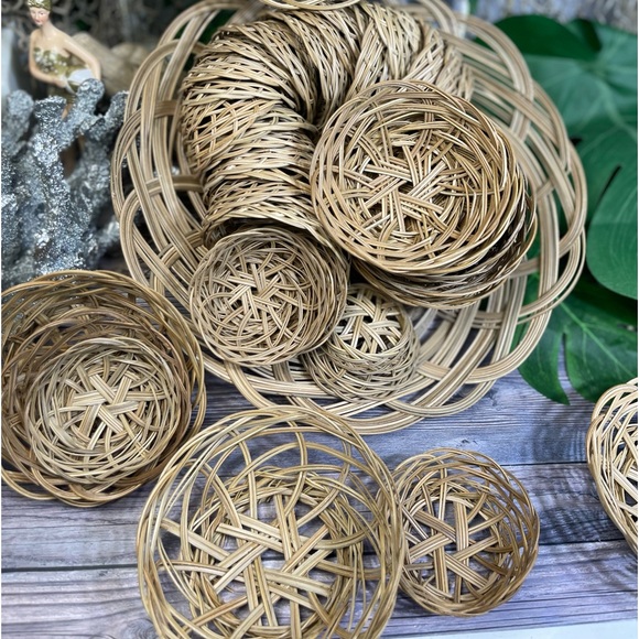 30 WICKER BASKETS BULK BUNDLE DIY CRAFTING BOHO DECOR Wind Chimes Mixed Lot - Picture 4 of 15